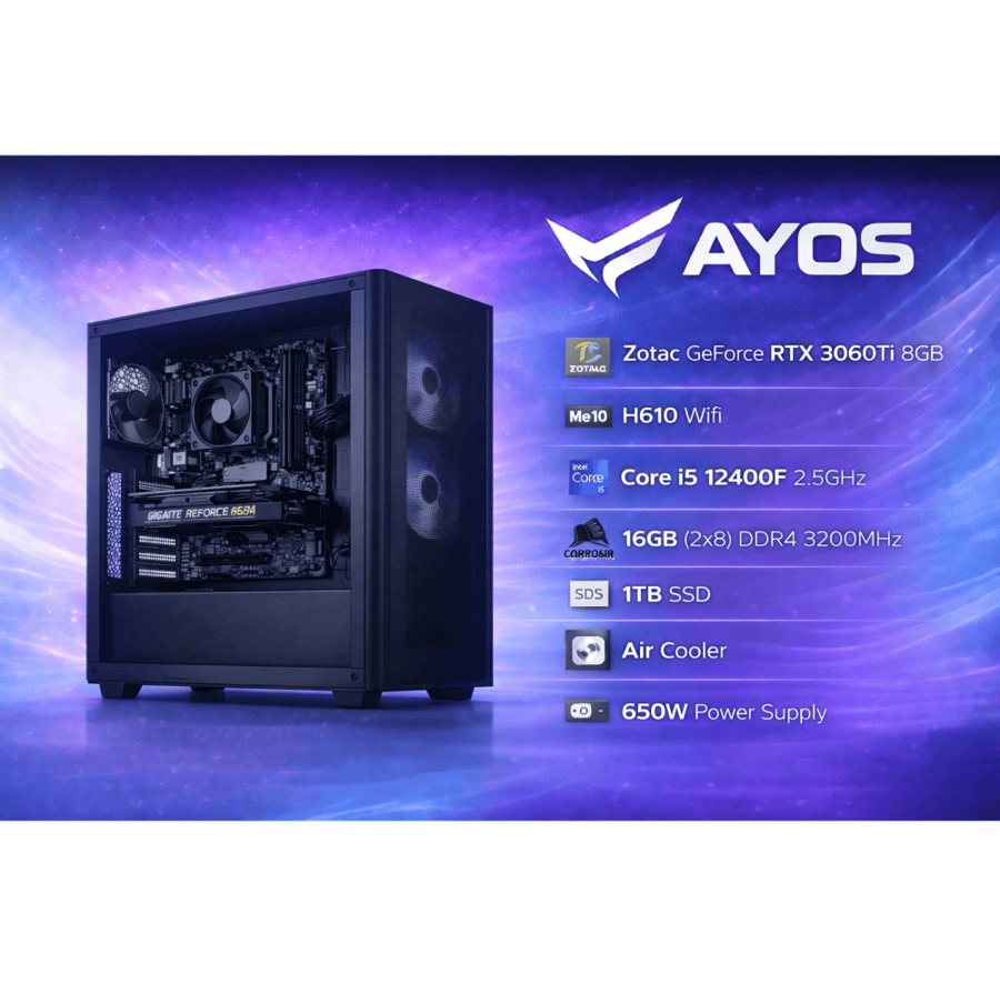 تجميعة قيمنق اقتصادية (مستخدم) بكرت 3060Ti 8GB ومعالج Cori5 الجيل 12