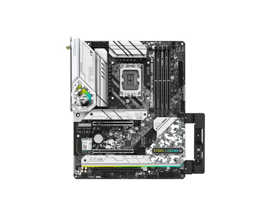 لوحة الأم ASRock Z790 Steel Legend WiFi LGA1700 ATX، شريحة Intel Z790، 4x 2 قناة DDR5 128 جيجابايت كحد أقصى، شبكة Realtek 2.5G LAN، منفذ PCIe 5.0 x16، منفذ HDMI 2.1/DP 1.2، منفذ USB 3.2/2.0 | 90-MXBKD0-