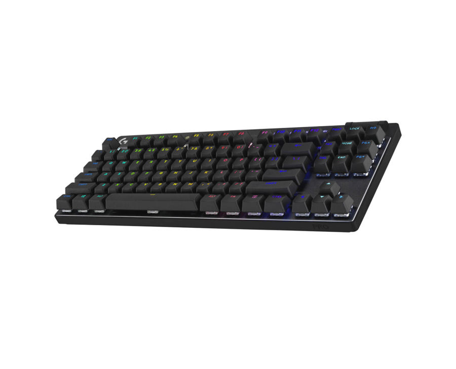 كيبورد الألعاب اللاسلكية (مستخدم) Logitech G PRO X TKL LIGHTSPEED، تصميم محمول للغاية بدون مفتاح، إضاءة خلفية Lightsync RGB، أغطية مفاتيح PBT، مفاتيح تعمل باللمس (GX Brown)، BT/USB، تخطيط US INTL، أسود