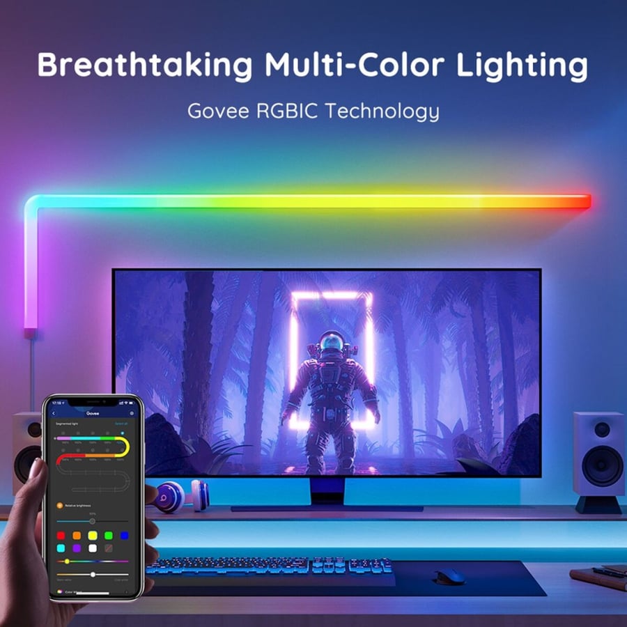 إضاءة خلفية LED متعددة الألوان للتلفزيون مقاس 55-65 بوصة من جوفي، مزودة بتقنيةT1 RGBIC برو، بطول 11.8 قدمًا H605B