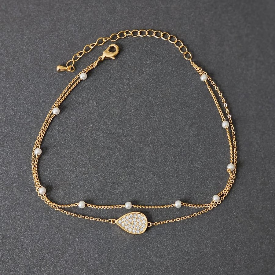 Gold zircon anklet