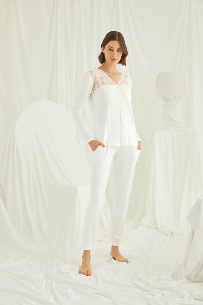 Women's White Pajamas with Feminine Lace Details