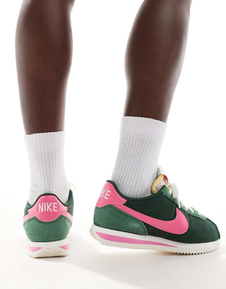 Nike Cortez TXT trainers in green and pink