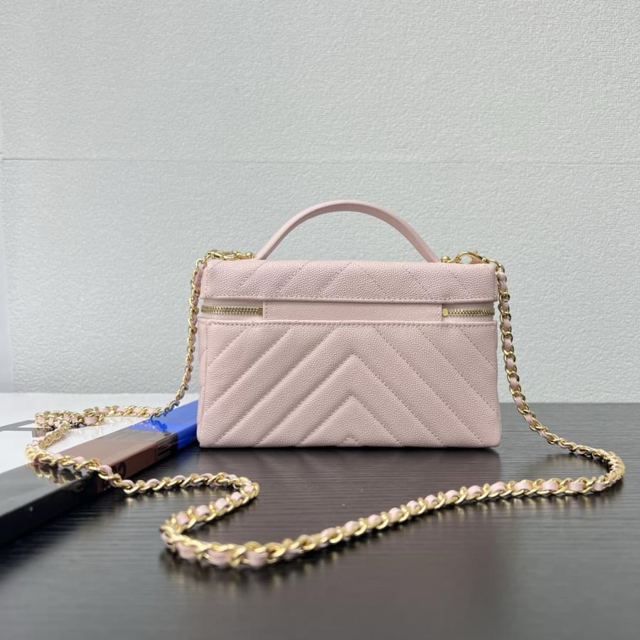 Chanel Quilted Grained Leather Vanity Case