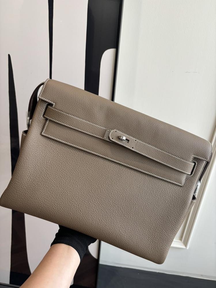 Hermes Kelly Messenger Bag 32cm - Etoupe / Silver Hardware