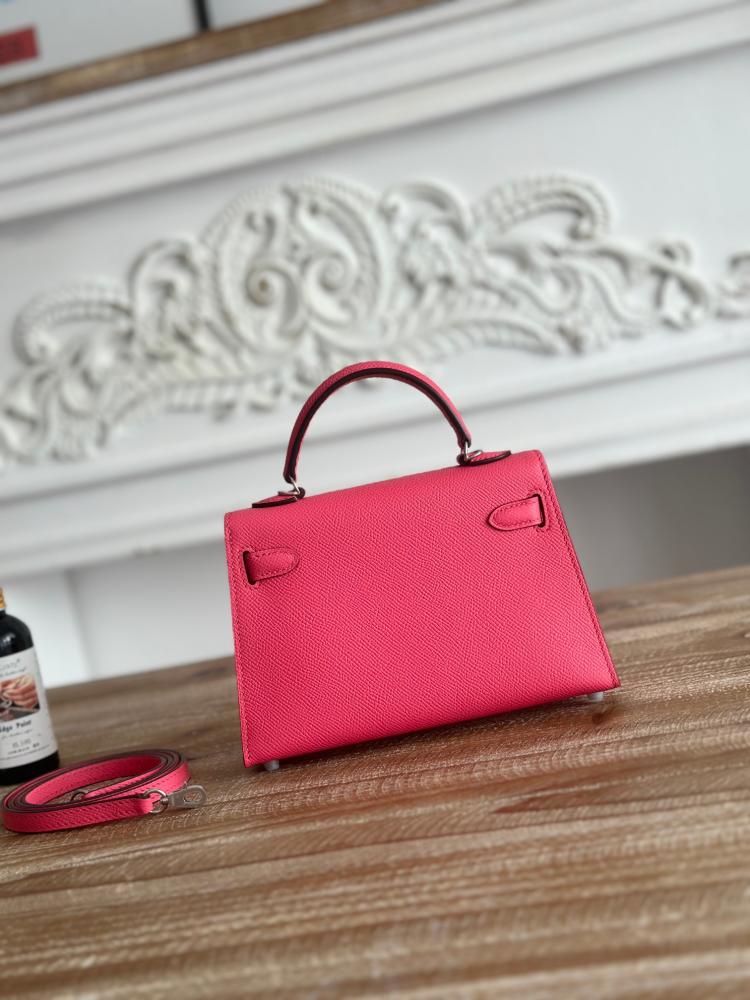 Hermes Mini Kelly II Bag 19cm - Raspberry Pink / Silver Hardware