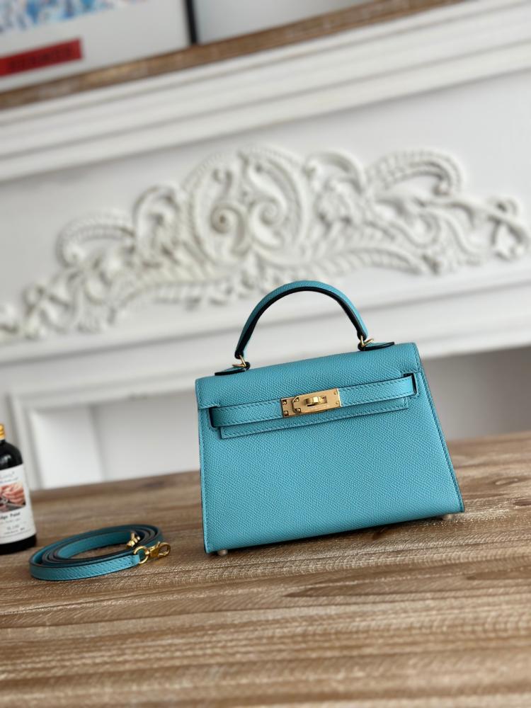 Hermes Mini Kelly II Bag 19cm - Lagoon Blue / Gold Hardware