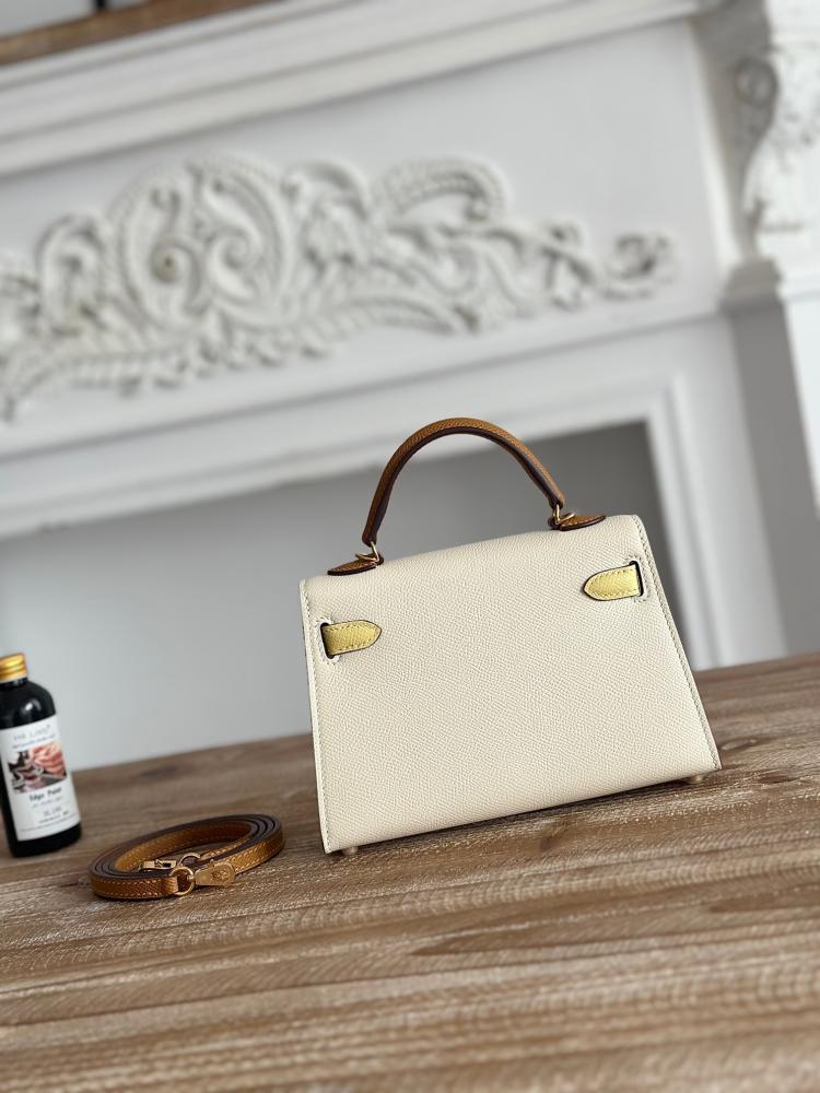 Hermes Mini Kelly II Bag 19cm - Ecru, Yellow & Caramel / Gold Hardware