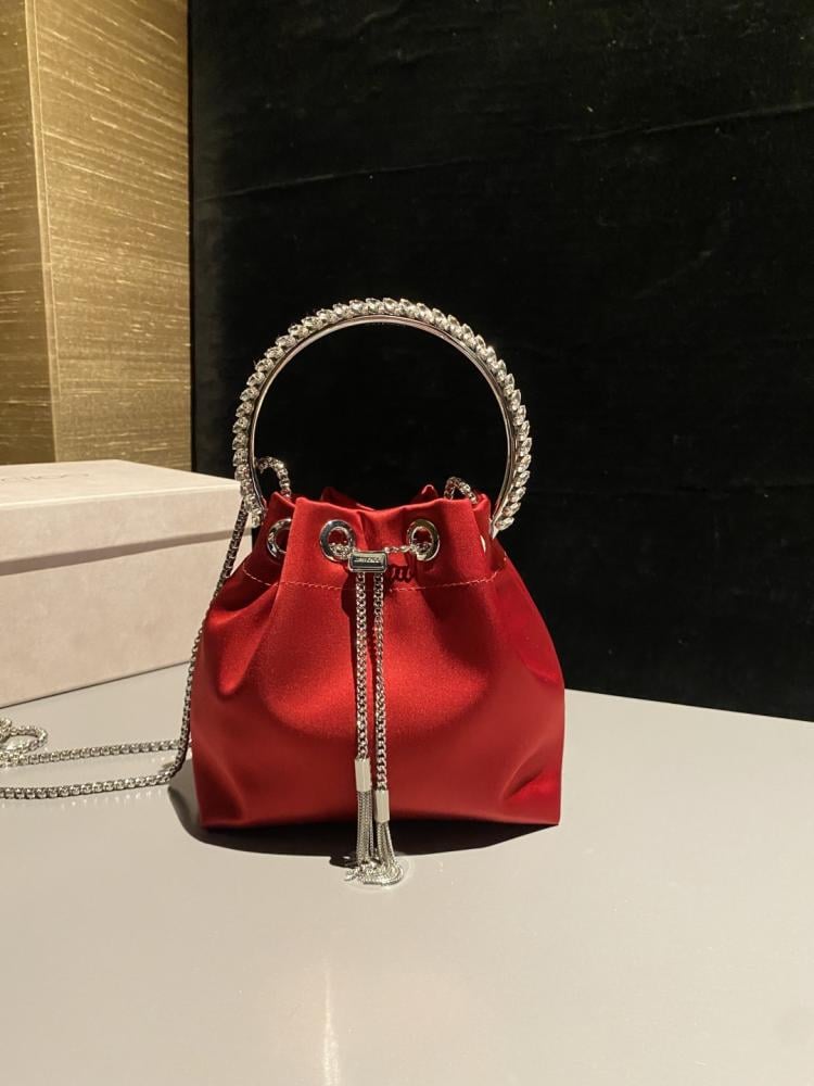 Jimmy Choo Bon Bon Satin & Crystal Embellished Bucket Bag Collection
