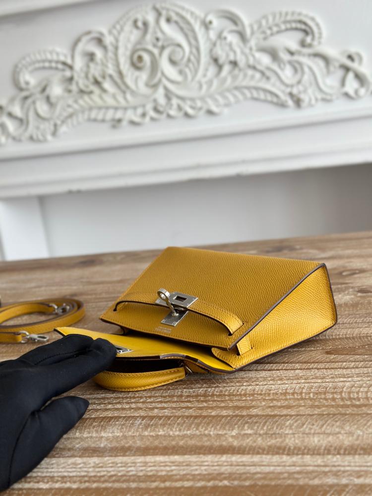 Hermes Mini Kelly II Bag 19cm - Mustard / Silver Hardware