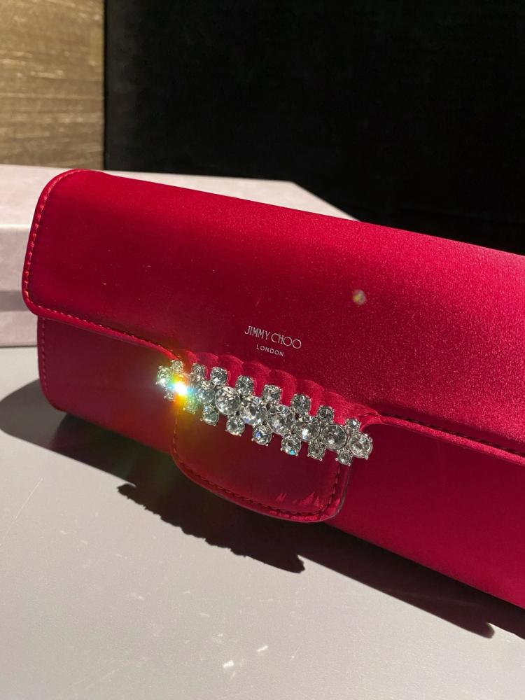 Jimmy Choo Crystal Embellished Clutch Wallet on Chain
