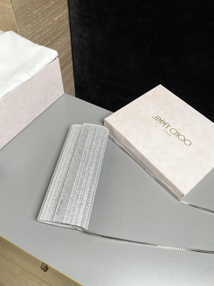 Jimmy Choo Structured Glitter Ribbed Clutch