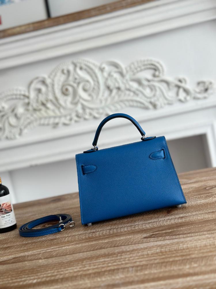 Hermes Mini Kelly II Bag 19cm - Cobalt Blue / Silver Hardware