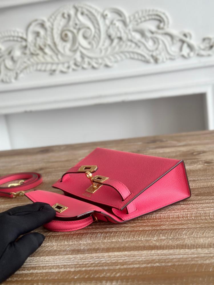 Hermes Mini Kelly II Bag 19cm - Raspberry Pink / Gold Hardware