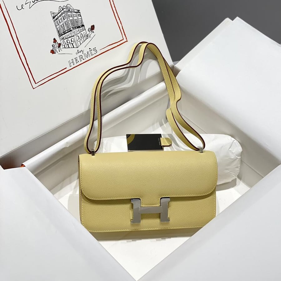 Hermes Constance Elan Bag 24cm - Butter Yellow / Silver Hardware