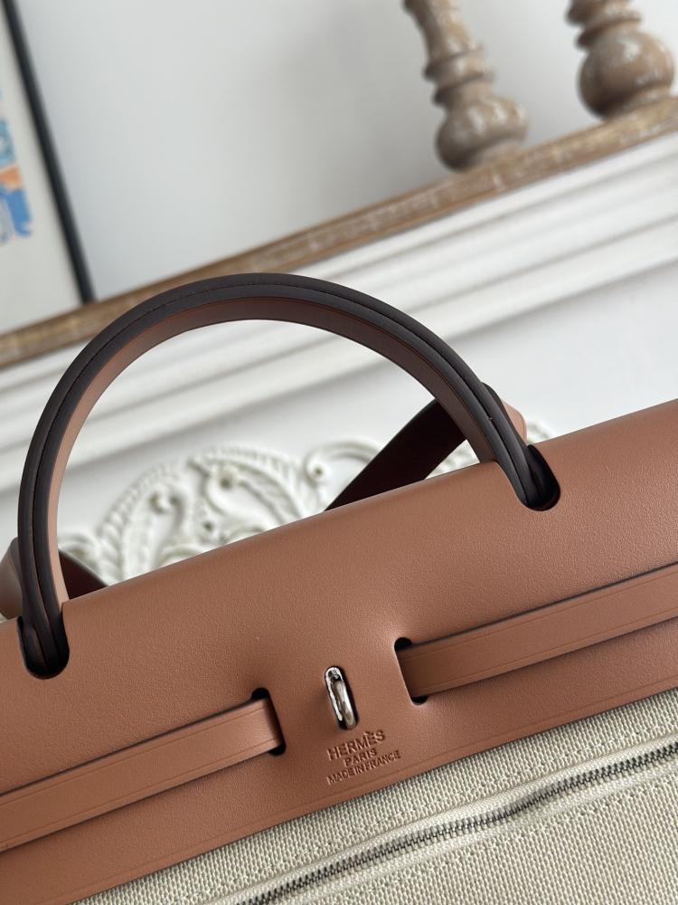 Hermes Herbag Zip Bag 31cm - Ecru & Tan