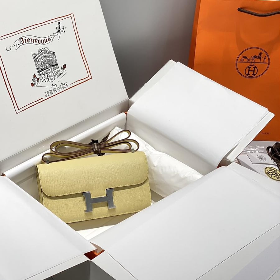 Hermes Constance Elan Bag 24cm - Butter Yellow / Silver Hardware