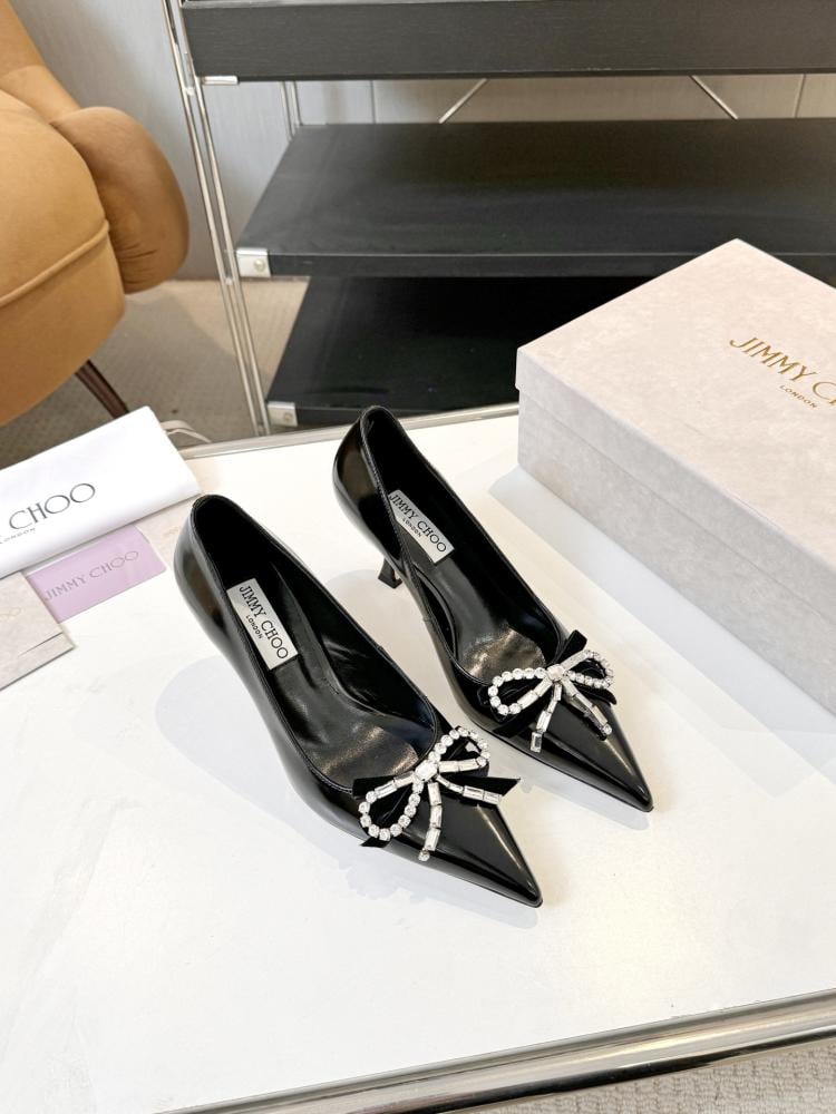 Jimmy Choo Crystal Bow Glossy Kitten Heels 35-41