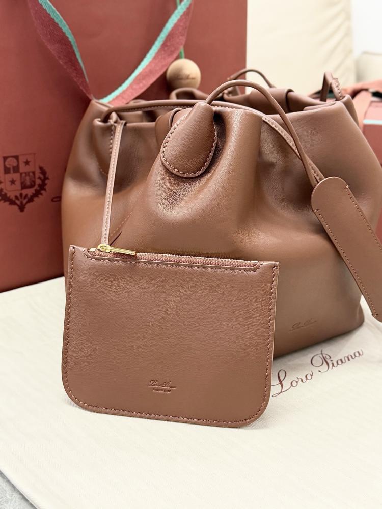 Loro Piana Bale Softy Drawstring Bucket Bag