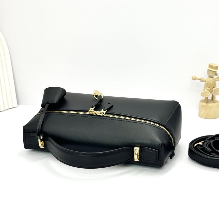Loro Piana Smooth Leather Elongated Top Handle Bag