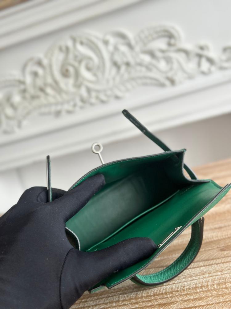 Hermes Mini Kelly II Bag 19cm - Emerald Green / Silver Hardware