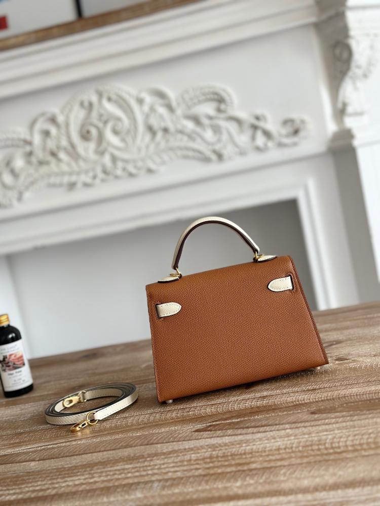 Hermes Mini Kelly II Bag 19cm - Caramel & Ecru / Gold Hardware