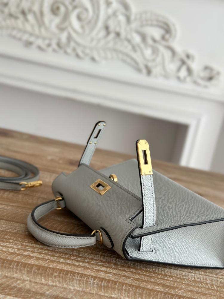 Hermes Mini Kelly II Bag 19cm - Light Grey / Gold Hardware