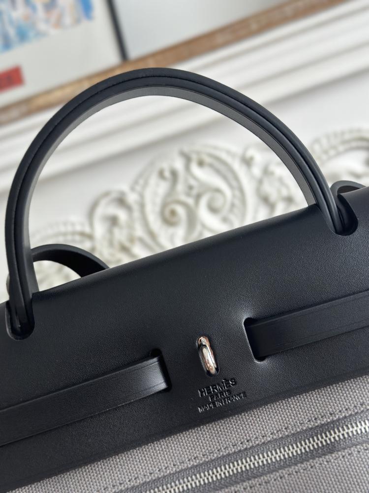 Hermes Herbag Zip Bag 31cm - Grey & Black