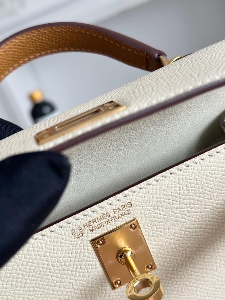 Hermes Mini Kelly II Bag 19cm - Ecru, Yellow & Caramel / Gold Hardware