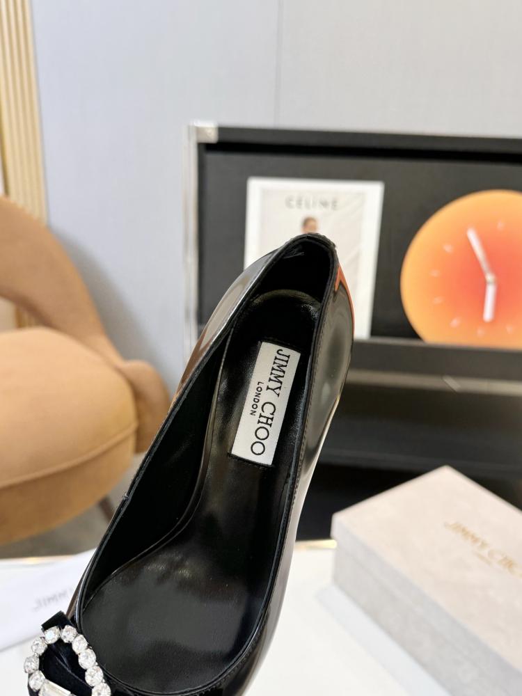 Jimmy Choo Crystal Bow Glossy Kitten Heels 35-41