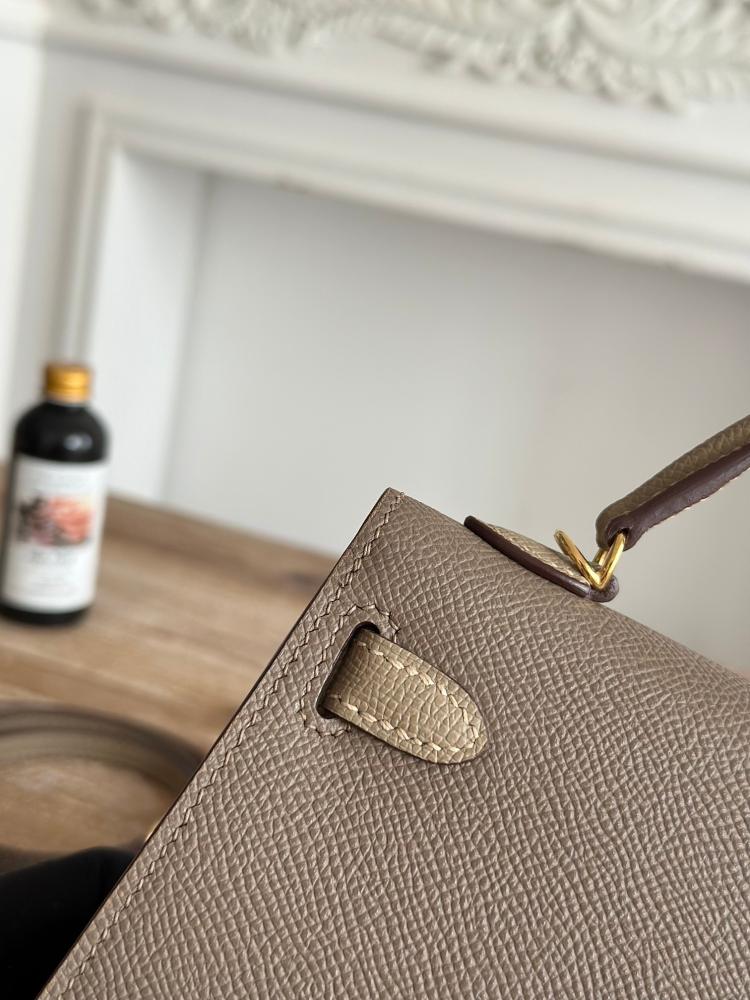 Hermes Mini Kelly II Touch Bag 19cm - Etoupe & Beige / Gold Hardware