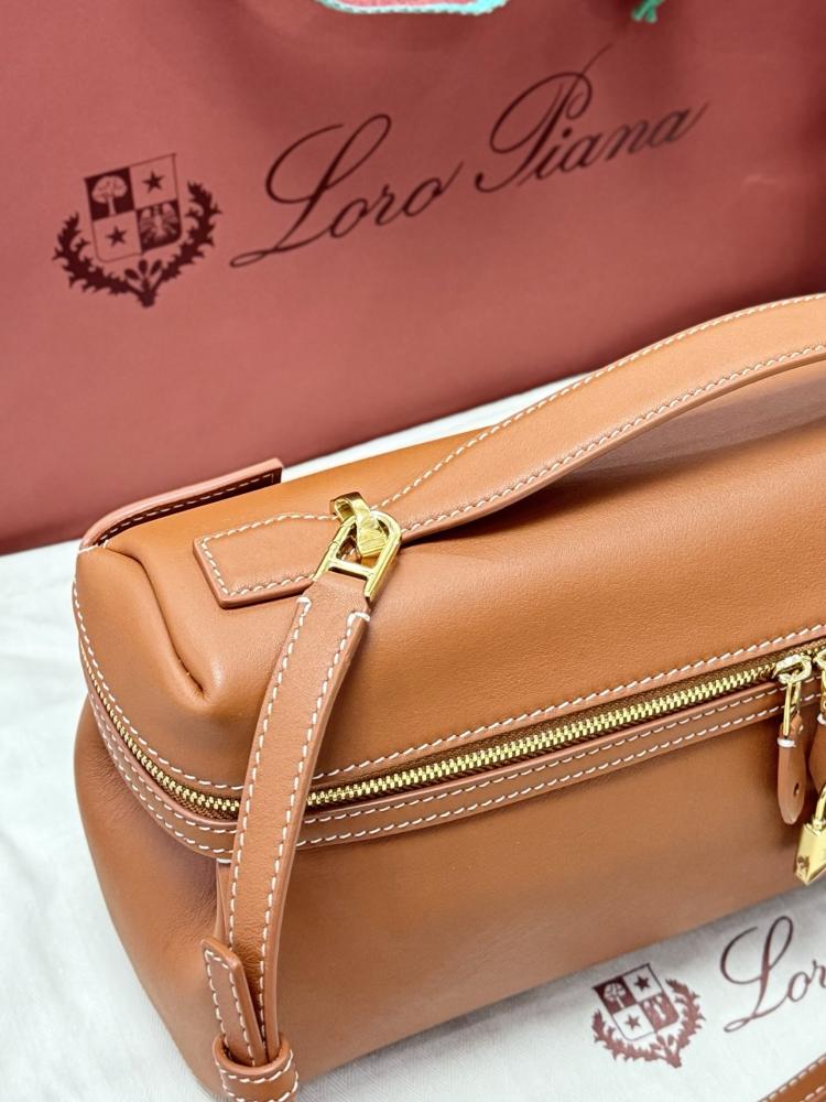 Loro Piana Elongated Extra Pocket Bag in Grained Leather
