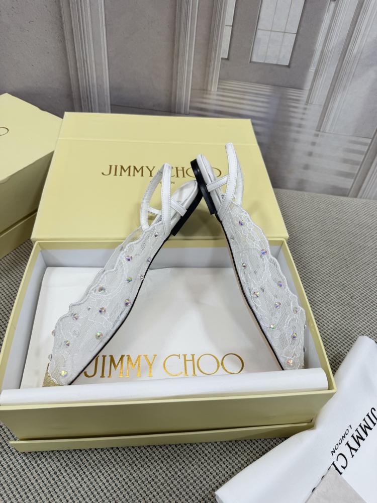 Jimmy Choo Embellished Pointed-Toe Flats 35-41
