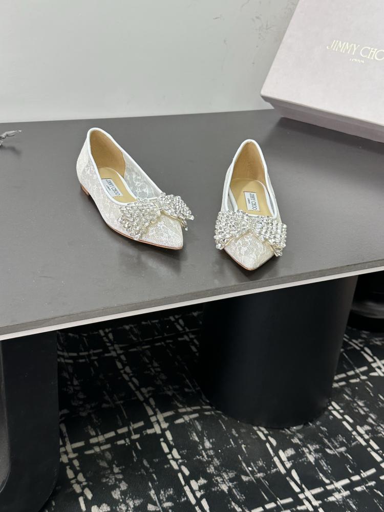 Jimmy Choo Embellished Pointed-Toe Flats 35-41