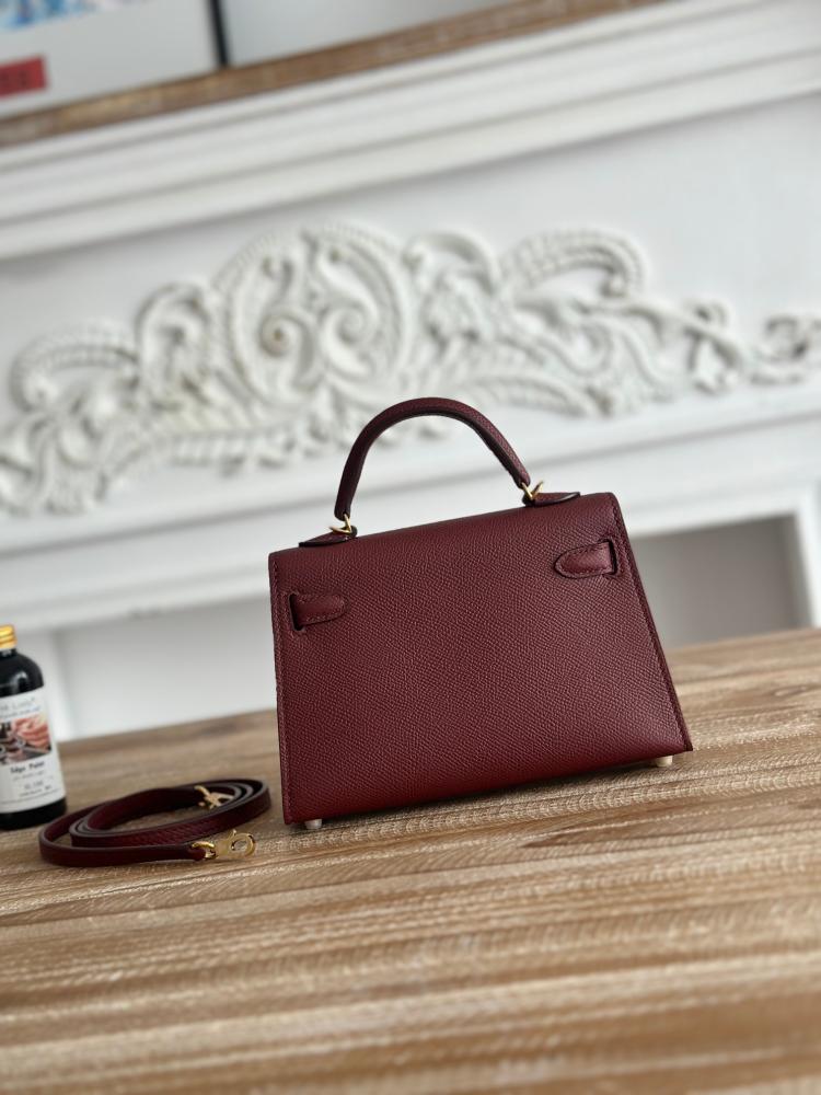 Hermes Mini Kelly II Bag 19cm - Burgundy / Gold Hardware
