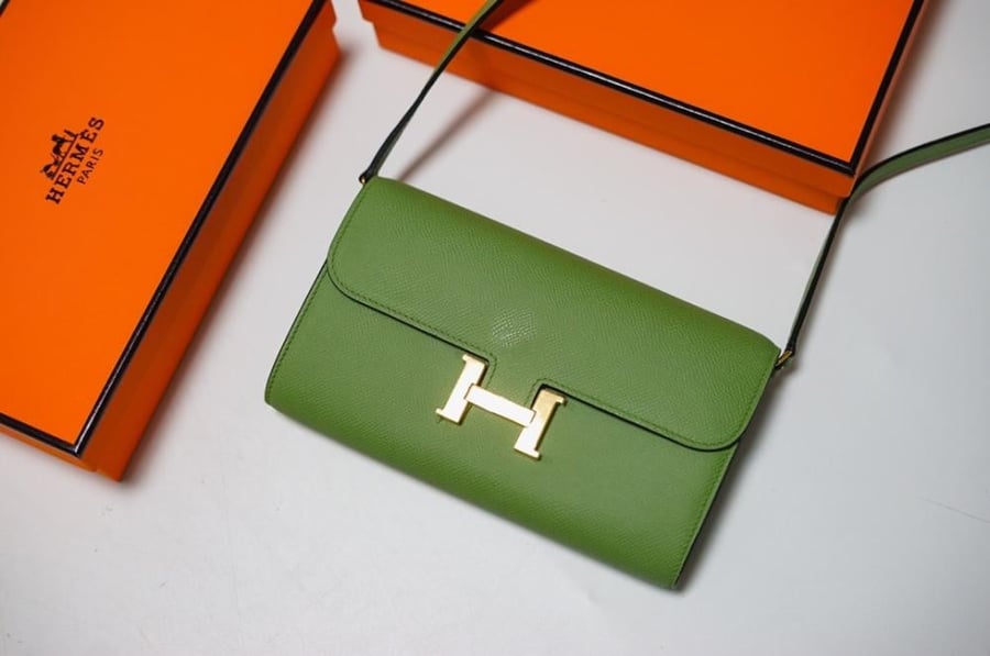Hermes Constance To Go Wallet Bag 20cm - Olive Green / Gold Hardware