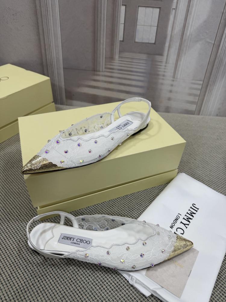 Jimmy Choo Embellished Pointed-Toe Flats 35-41
