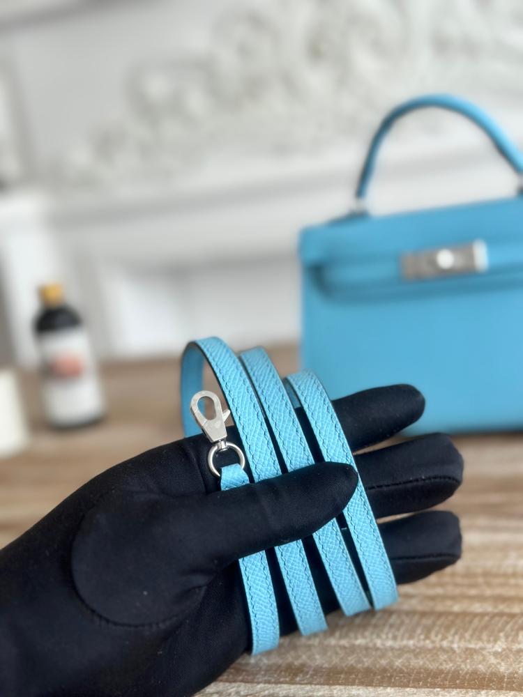 Hermes Mini Kelly II Bag 19cm - Celeste Blue / Silver Hardware