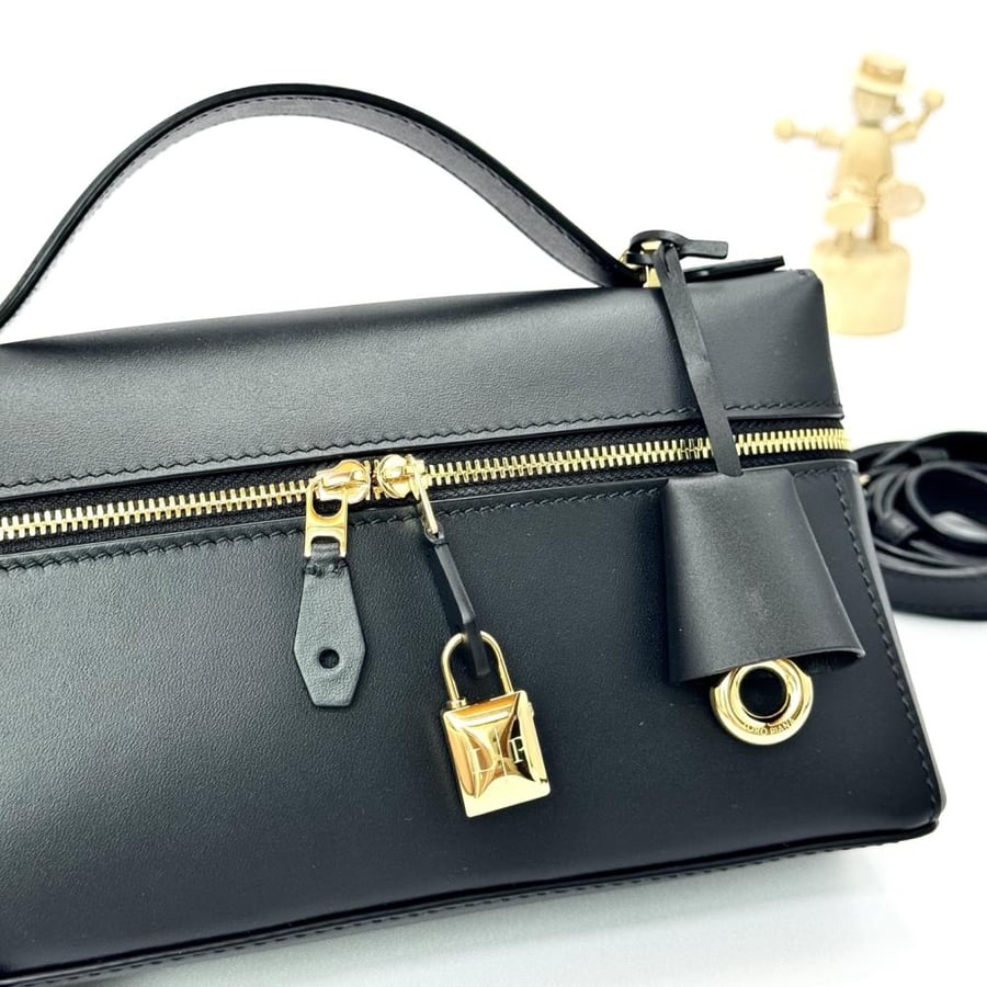 Loro Piana Smooth Leather Elongated Top Handle Bag