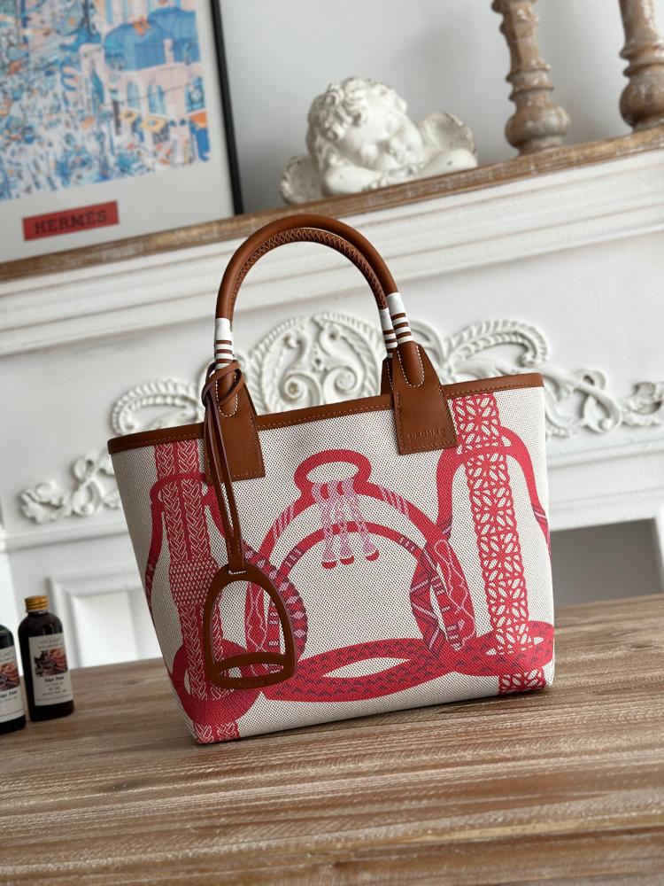 Hermes Steeple 28 Printed Canvas Tote Bag