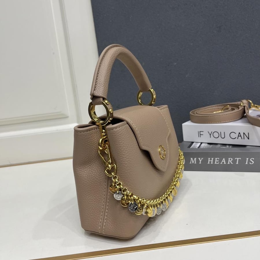 Louis Vuitton Capucines Mini Leather Bag with Charms Chain