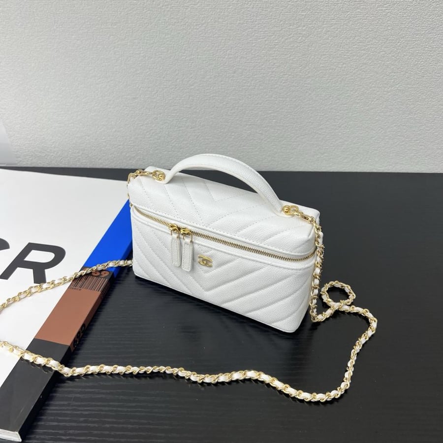 Chanel Quilted Grained Leather Vanity Case