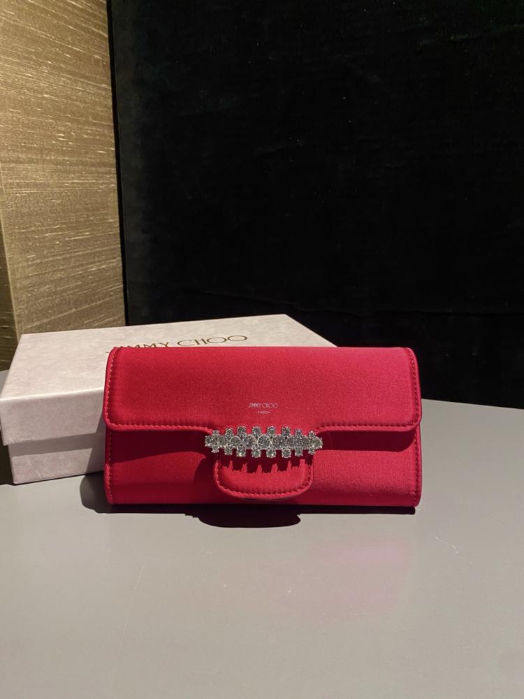 Jimmy Choo Crystal Embellished Clutch Wallet on Chain