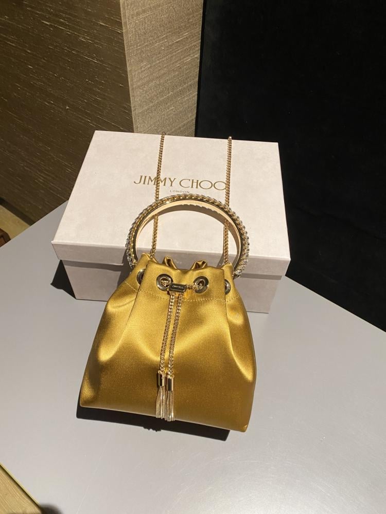 Jimmy Choo Bon Bon Satin & Crystal Embellished Bucket Bag Collection