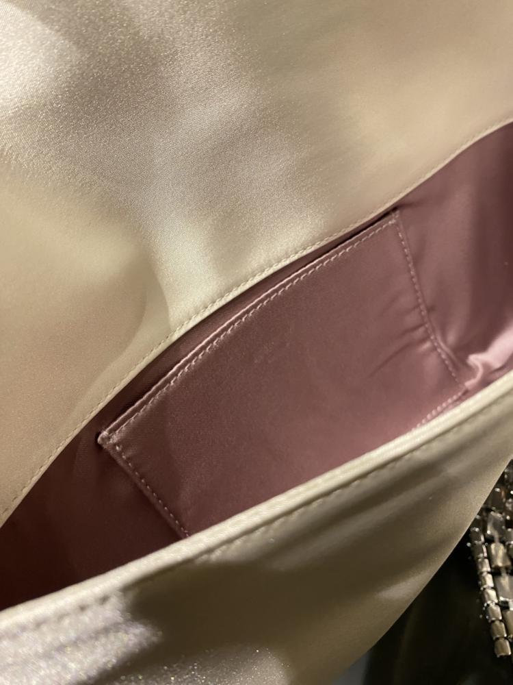 Jimmy Choo Crystal Fringe Crinkled Leather Clutch