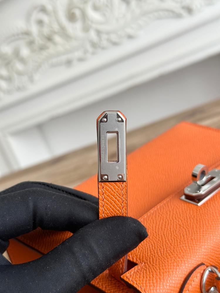 Hermes Mini Kelly II Bag 19cm - Orange / Silver Hardware