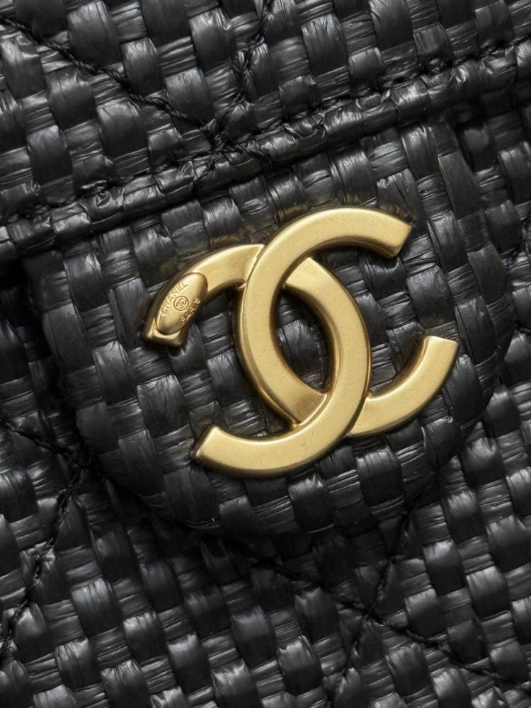 Chanel Quilted Drawstring Black Tote Bag