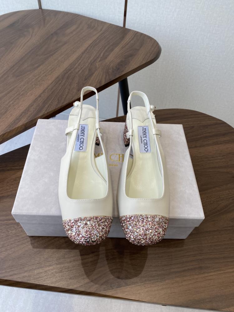 Jimmy Choo Glitter Toe Block Heel Slingbacks 35-41