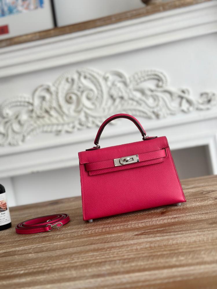 Hermes Mini Kelly II Bag 19cm - Ruby Pink / Silver Hardware