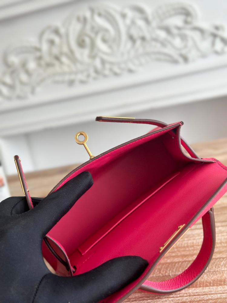 Hermes Mini Kelly II Bag 19cm - Ruby Pink / Gold Hardware